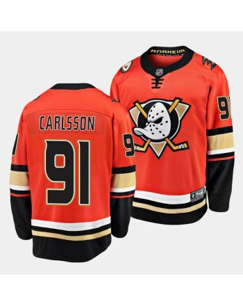 Leo Carlsson #91 Anaheim Ducks 2023 NHL Draft Home Men Jersey - Orange