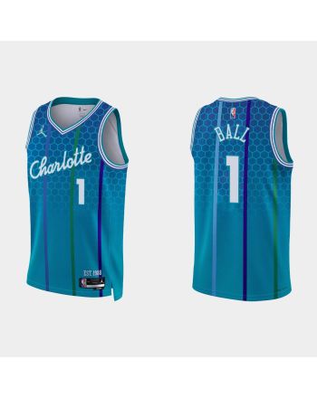 Charlotte Hornets 1 LaMelo Ball 2022-23 City Edition Blue Men Jersey