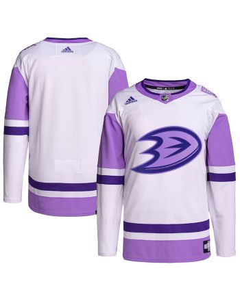 Anaheim Ducks Hockey Fights Cancer Primegreen Men Jersey - White/Purple