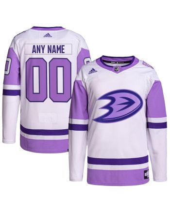 Anaheim Ducks Hockey Fights Cancer Primegreen Custom Men Jersey - White/Purple